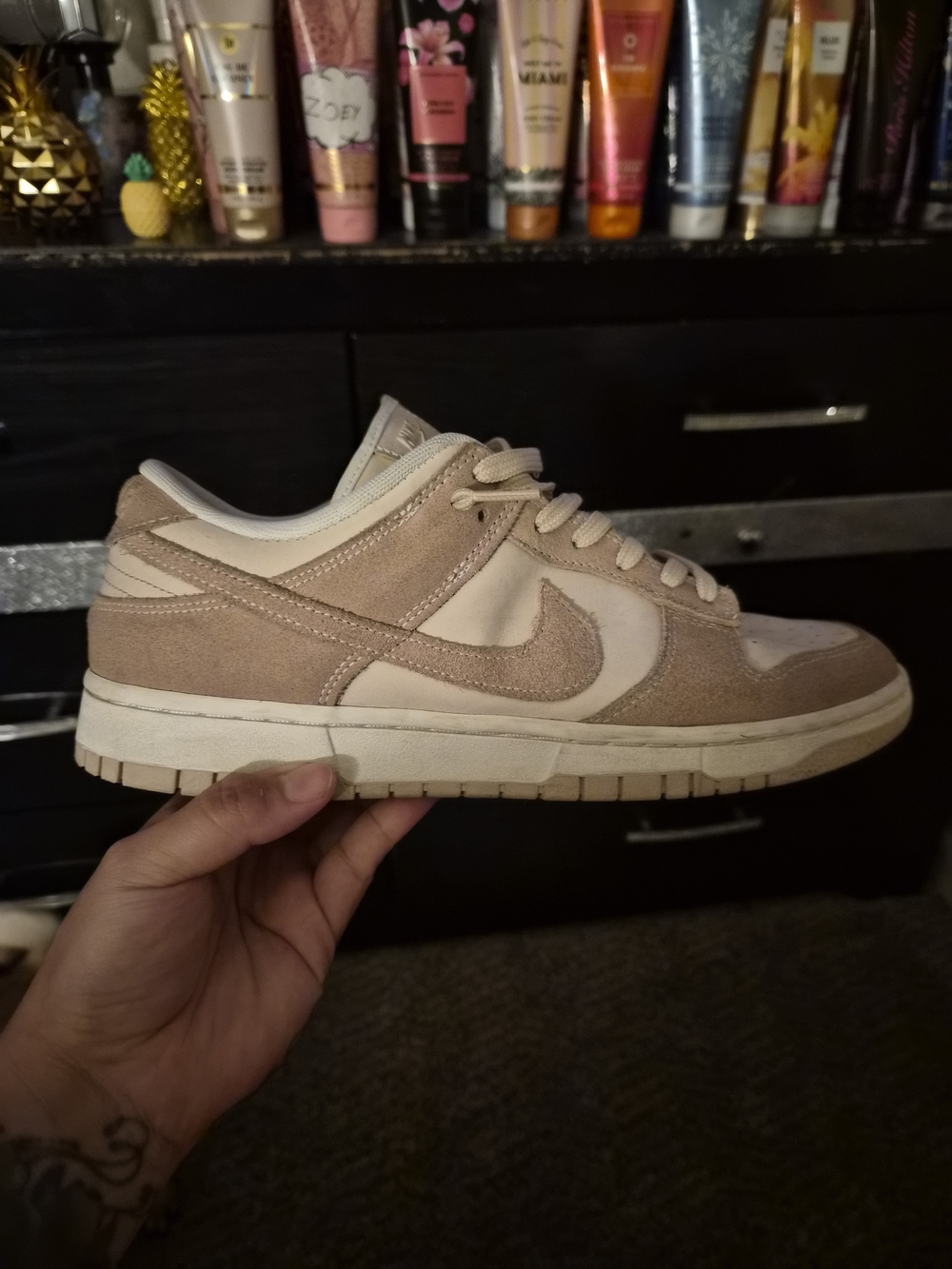 Nike Dunk Low Beige Suede Sneakers